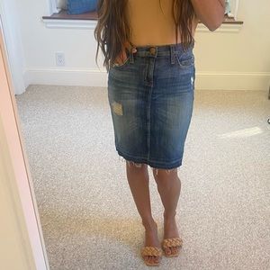Current Elliott denim distressed pencil skirt